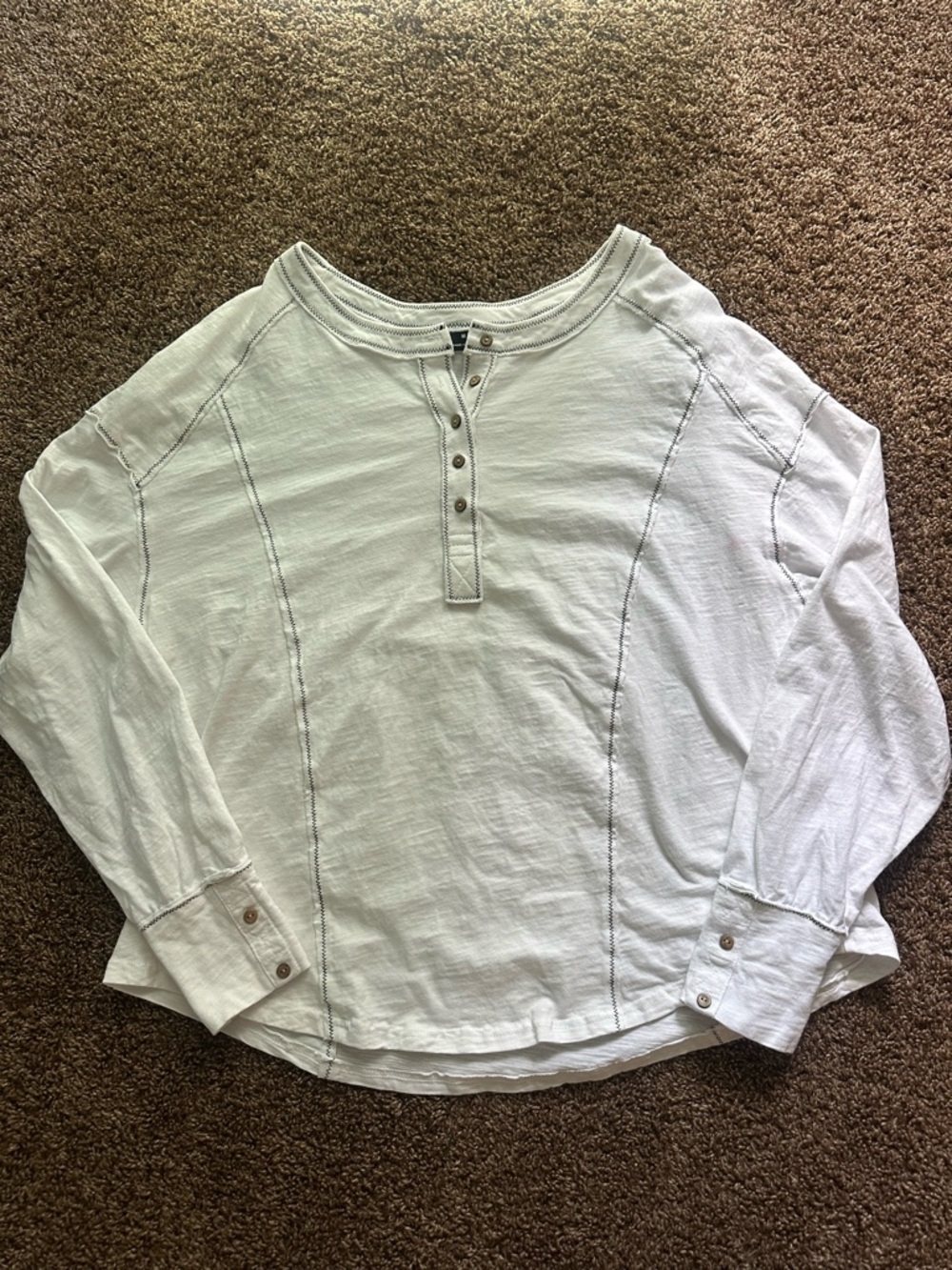 Women’s white Henley long sleeve shirt